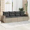 Image de vidaXL Salon de jardin 4 pcs avec coussins gris clair résine tressée