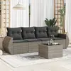 Image de vidaXL Salon de jardin 5 pcs avec coussins gris résine tressée