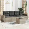 Image de vidaXL Salon de jardin 5 pcs avec coussins gris clair résine tressée