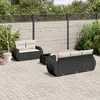 Image de vidaXL Salon de jardin 6 pcs avec coussins noir résine tressée