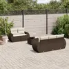 Image de vidaXL Salon de jardin avec coussins 6 pcs marron résine tressée