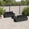 Image de vidaXL Salon de jardin 7 pcs avec coussins noir résine tressée