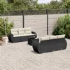 Image de vidaXL Salon de jardin 7 pcs avec coussins noir résine tressée