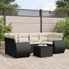 Image de vidaXL Salon de jardin 7 pcs avec coussins noir résine tressée