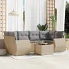 Image de vidaXL Salon de jardin avec coussins 7 pcs beige résine tressée