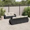 Image de vidaXL Salon de jardin 8 pcs avec coussins noir résine tressée