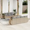 Image de vidaXL Salon de jardin avec coussins 8 pcs beige résine tressée