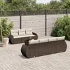 Image de vidaXL Salon de jardin 8 pcs avec coussins marron résine tressée