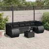 Image de vidaXL Salon de jardin 8 pcs avec coussins noir résine tressée