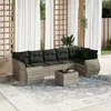 Image de vidaXL Salon de jardin 8 pcs avec coussins gris clair résine tressée