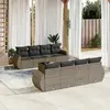 Image de vidaXL Salon de jardin 9 pcs avec coussins gris résine tressée