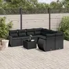 Image de vidaXL Salon de jardin 9 pcs avec coussins noir résine tressée