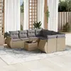 Image de vidaXL Salon de jardin avec coussins 9 pcs beige résine tressée