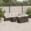 Image de vidaXL Salon de jardin avec coussins 9 pcs marron résine tressée