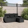Image de vidaXL Salon de jardin 4 pcs avec coussins noir résine tressée