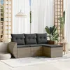 Image de vidaXL Salon de jardin 4 pcs avec coussins gris résine tressée