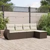 Image de vidaXL Salon de jardin avec coussins 5 pcs marron résine tressée