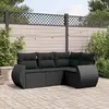 Image de vidaXL Salon de jardin 4 pcs avec coussins noir résine tressée