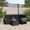 Image de vidaXL Salon de jardin 5 pcs avec coussins noir résine tressée