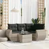 Image de vidaXL Salon de jardin 5 pcs avec coussins gris clair résine tressée
