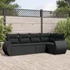 Image de vidaXL Salon de jardin 5 pcs avec coussins noir résine tressée