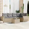 Image de vidaXL Salon de jardin avec coussins 6 pcs beige résine tressée