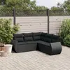 Image de vidaXL Salon de jardin 5 pcs avec coussins noir résine tressée