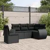 Image de vidaXL Salon de jardin 5 pcs avec coussins noir résine tressée