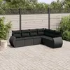 Image de vidaXL Salon de jardin 6 pcs avec coussins noir résine tressée