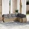 Image de vidaXL Salon de jardin avec coussins 6 pcs beige résine tressée