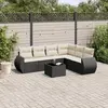 Image de vidaXL Salon de jardin 7 pcs avec coussins noir résine tressée