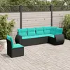 Image de vidaXL Salon de jardin 6 pcs avec coussins noir résine tressée