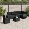 Image de vidaXL Salon de jardin 7 pcs avec coussins noir résine tressée