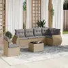 Image de vidaXL Salon de jardin avec coussins 7 pcs beige résine tressée
