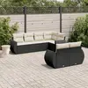 Image de vidaXL Salon de jardin 7 pcs avec coussins noir résine tressée