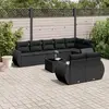 Image de vidaXL Salon de jardin 9 pcs avec coussins noir résine tressée