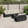 Image de vidaXL Salon de jardin 9 pcs avec coussins noir résine tressée