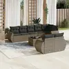 Image de vidaXL Salon de jardin 9 pcs avec coussins gris résine tressée