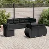 Image de vidaXL Salon de jardin 8 pcs avec coussins noir résine tressée