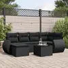 Image de vidaXL Salon de jardin 7 pcs avec coussins noir résine tressée
