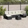 Image de vidaXL Salon de jardin 8 pcs avec coussins noir résine tressée