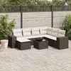 Image de vidaXL Salon de jardin 8 pcs avec coussins marron résine tressée