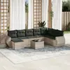 Image de vidaXL Salon de jardin 9 pcs avec coussins gris clair résine tressée