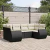 Image de vidaXL Salon de jardin 6 pcs avec coussins noir résine tressée