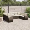 Image de vidaXL Salon de jardin avec coussins 9 pcs marron résine tressée