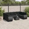 Image de vidaXL Salon de jardin 10 pcs avec coussins noir résine tressée