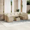 Image de vidaXL Salon de jardin avec coussins 10 pcs beige résine tressée