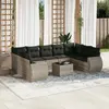 Image de vidaXL Salon de jardin avec coussins 10 pcs gris clair résine tressée