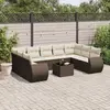 Image de vidaXL Salon de jardin 10 pcs avec coussins marron résine tressée