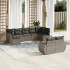 Image de vidaXL Salon de jardin 9 pcs avec coussins gris résine tressée